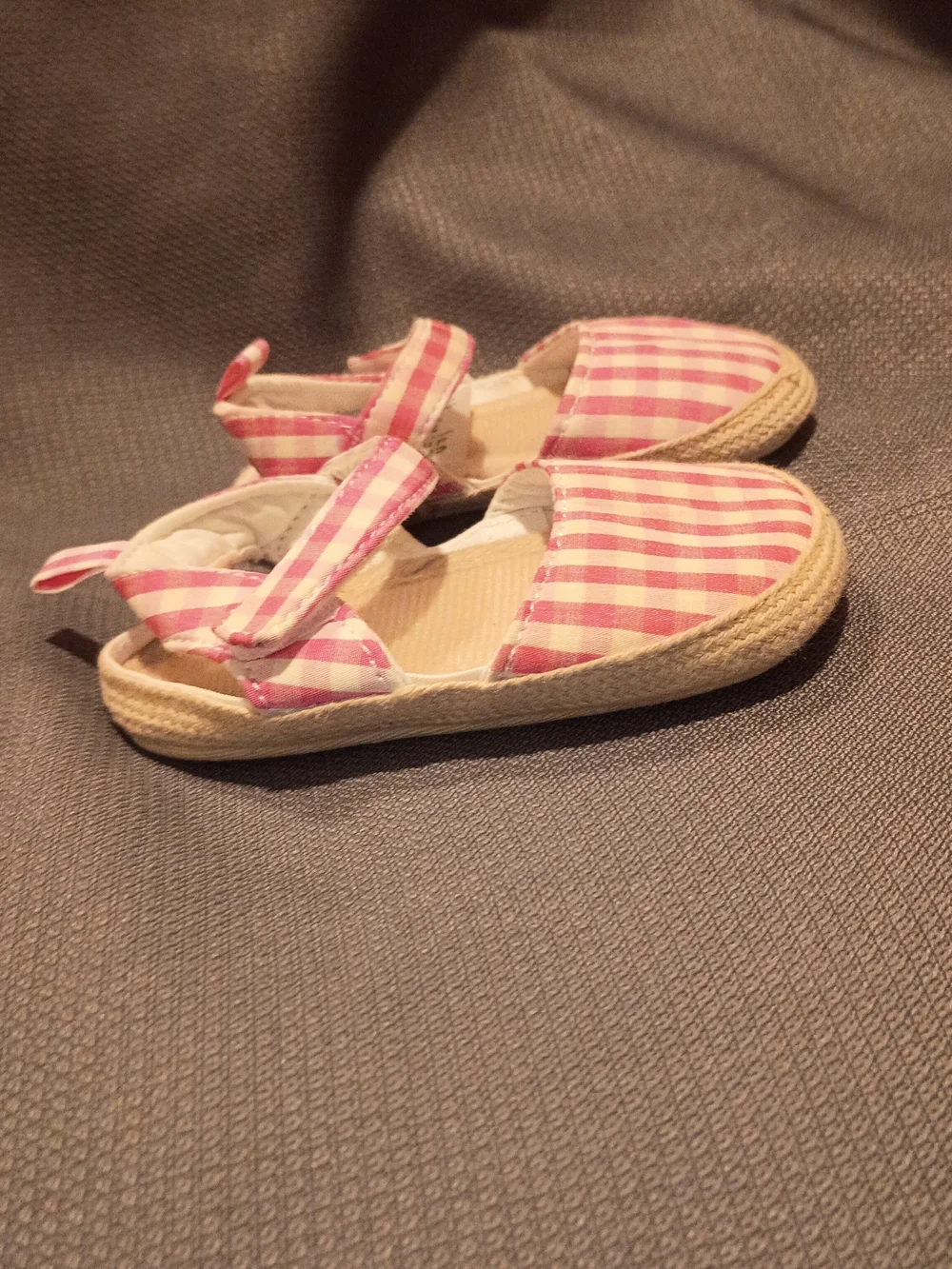 Child of Mine Pink Gingham Velcro Strap Sandals